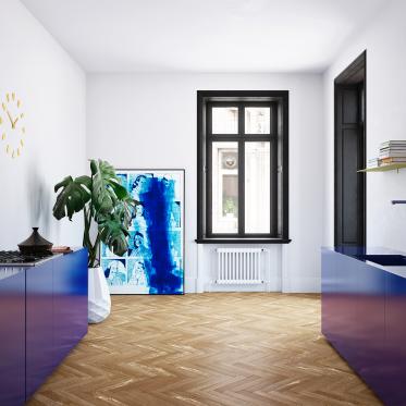 Peignez les armoires de votre cuisine en bleu vive